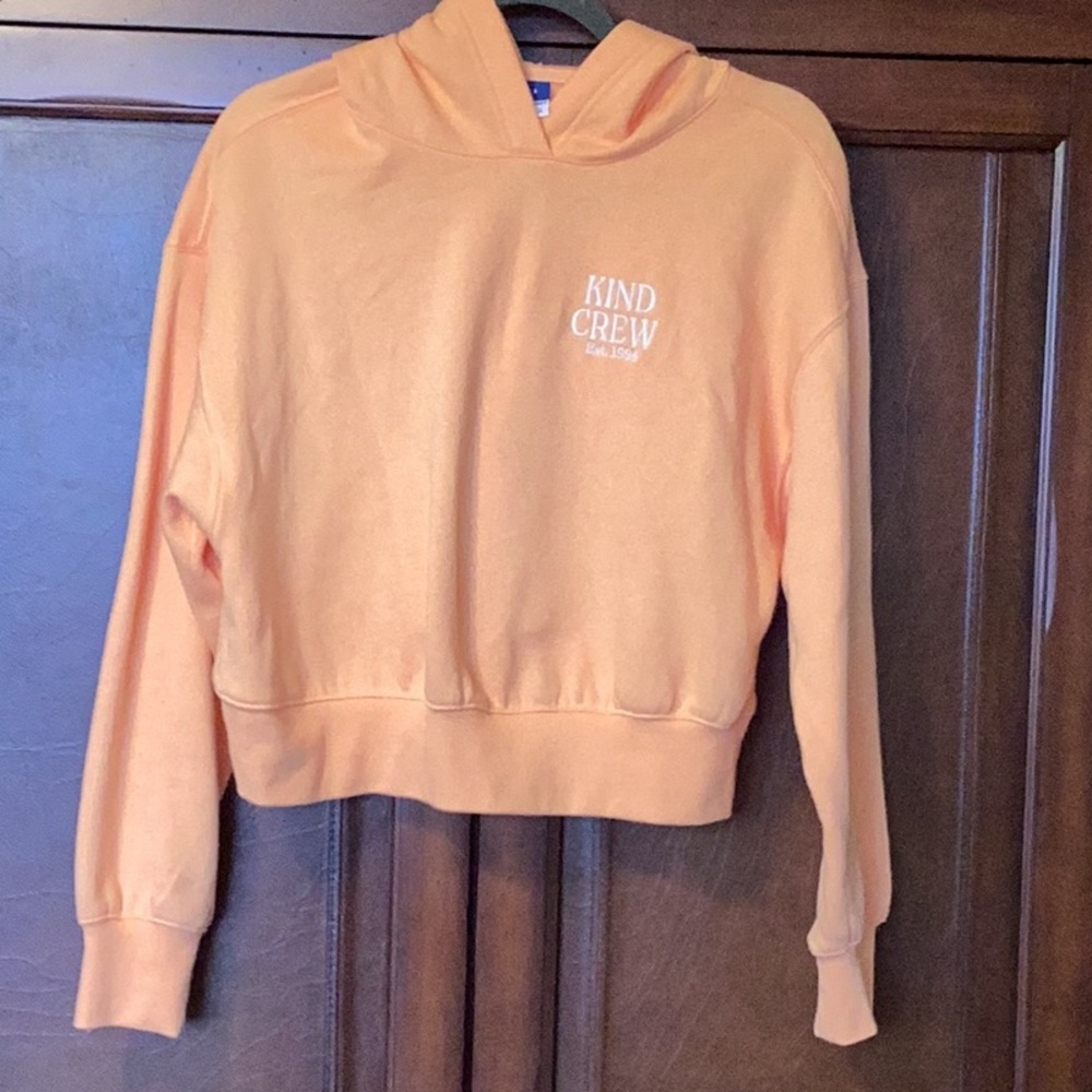 Old Navy Kind Crew Orange Hoodie Sweater Cropped Soft EUC Women’s Small P